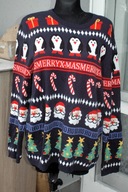 zima, święta, Mikołaj sweter we wzory r 46/48, XL/XXL
