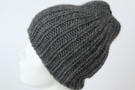 Wełniana czapka Eskimo-rękodzieło, S, grafit, ciepła, gruba