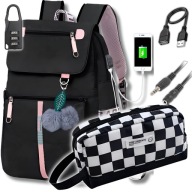 PLECAK TORNISTER SZKOLNY MŁODZIEŻOWY + PIÓRNIK KŁÓDKA ZESTAW CZARNY kl. 4-6