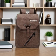 BORTEGO Plecak Skórzany brązowy, na laptopa 15,6", wodoodporny, do pracy