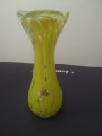 Ładny stary wazon, żółty, ręczna robota (A69)