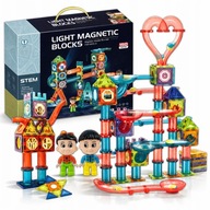 Klocki Magnetyczne Konstrukcyjne Świecące Edukacyjne Dla Dzieci Tor 150 el.