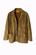 Zamszowa marynarka kurtka vintage ze skóry naturalnej duże guziki boho