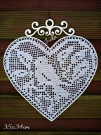 Szydełkowe serce 35x35 -zawieszka /dekoracja okienna/ rękodzieło Juka