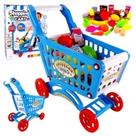 Duży wózek na zakupy z akcesoriami 28 el. | zabawa w sklepik dla dzieci 3+