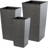 ZESTAW 3szt DONICZKA DONICA OGRODOWA + WKŁAD WYSOKA DUŻA GRAFIT 37+47+57 cm