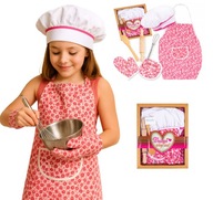 ZESTAW MAŁY KUCHARZ FARTUSZEK KUCHENNY DLA DZIECI CZAPKA KUCHARSKA AKCESORI