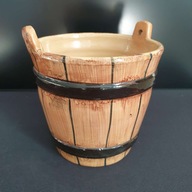 Włoska ręcznie malowana doniczka „beczka” – ceramika dekoracyjna, 11/10 cm