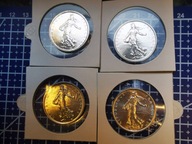 4 srebrne monety 5 Franków 1960-1963 (Siewczyni), 4x 12 g