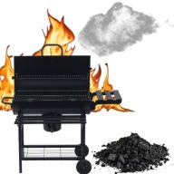 GRILL OGRODOWY WĘGLOWY Z POKRYWĄ TERMOMETR DUŻY GRAND PÓŁKI