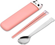 Zestaw Pałeczki + Łyżka Dla Dzieci z Etui Kreskówkowy Styl | Szkoła / Lunch