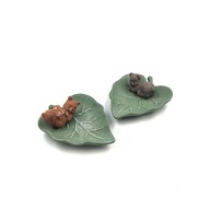 Zestaw figurek misiów na liściach japoński styl kawaii dekoracja vintage