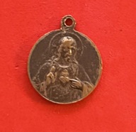 Piękny stary medalik serce Jezusa Notr Dame srebro