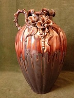 Duży wazon ceramiczny - wypalany, szkliwiony 35,5 cm.