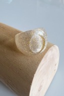 Pierścionek boho z poliżywicy z drobinkami