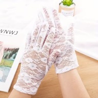 RĘKAWICZKI ŚLUB MORZE vintage miłe RETRO TRANSPARENTNE KORONKA białe