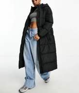 BRAVE SOUL MARKOWY PŁASZCZ DAMSKI CZARNY DŁUGI PIKOWANY ODPINANE RĘKAWY M