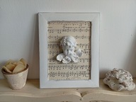 OBRAZ DEKOR ANIOŁ, NUTY, SHABBY CHIC