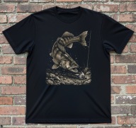 Wędkarska koszulka z sandaczem i przynętą zander. rozmiary w opisie