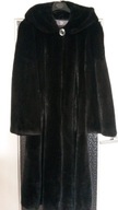 Ekskluzywne czarne futro Manakas całe norki z kapturem 38-40