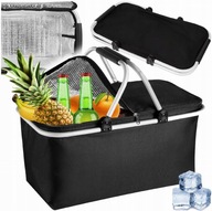 KOSZYK PIKNIKOWY SKŁADANY TERMICZNY TURYSTYCZNY NA ZAKUPY CZARNY