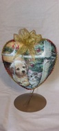 Bombka serce ręcznie zdobiona 15 CM decoupage SD28 pies i kot