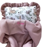 KOCYK pościel DO WÓZKA 50x75cm wafel HAFT imię METRYCZKA+PODUSZKA wyprawka