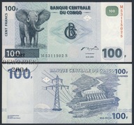 BNB - KONGO 100 Franków 2000 M # seria jednoliterowa # P92Aa # UNC