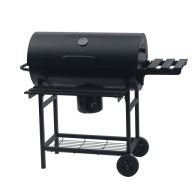 GRILL OGRODOWY WĘGLOWY Z POKRYWĄ DUŻY Z PÓŁKAMI POPIELNIK CZARNY