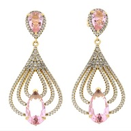 63564 KOLCZYKI 18K POZŁACANE 49/21 MM łezki z kryształami i cyrkoniami