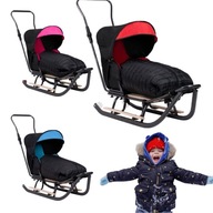 SANKI METALOWE DLA DZIECI ŚPIWOREK UCHWYT DO PCHANIA DO BIEGANIA SOLIDNE