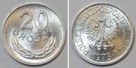 20 gr groszy 1973 BZM bez znaku mennicy MENNICZY st. 1 PIĘKNE