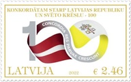 Łotwa 2022 Znaczek 1170** dyplomacja flagi Watykan