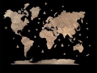 210x126cm nowa drewniana mapa świata z Antarktydą - Prezent- Palisander