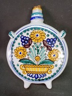 Stary ceramiczny bukłak / manierka / butla - ręcznie malowana