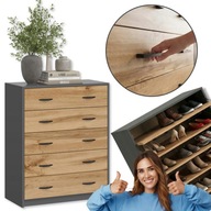 KOMODA SZAFKA NA BUTY DUŻA WĄSKA PŁYTA LAMINOWANA 5PÓŁEK ZAMYKANE KLAPY