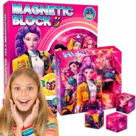 KLOCKI MAGNETYCZNE K-POP DEMON HUNTERS 25 EL. KOSTKI PUZZLE 6 OBRAZKÓW