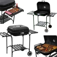 GRILL OGRODOWY WĘGLOWY REGULOWANY RUSZT PÓŁKI 2 BLATY Z POKRYWĄ ZAMYKANY