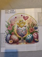 WOŚP - Obraz do oprawy - KURCZAK WIELKANOCNY - wykonany haftem diamentowym