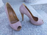 HOBBS nr 39,5 eleganckie włoskie wysokie czółenka bez palca skóra