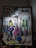 Stary obraz malowany na szkle, odwrotne malowanie, witraż.(A24)