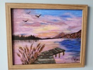 Obraz ręcznie malowany- Zachód słońca