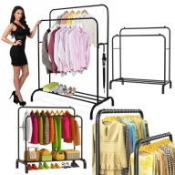 STOJAK WIESZAK STOJĄCY NA UBRANIA BUTY PODŁOGOWY CZARNY PODWÓJNY LOFT