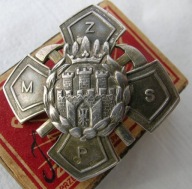 ODZNAKA STRAŻACKA M.Z.S.P. - KRAKÓW, MAŁOPOLSKA - SREBRO, NUMEROWANA