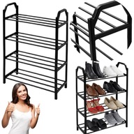SZAFKA NA BUTY METALOWY REGAŁ LOFTOWY CZARNY STOJAK OBUWIE MOCNY 8 PAR