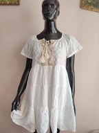 WŁOSKA SUKIENKA z cekinami haftowana falbany 38