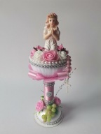 Kielich Komunia Dziewczynka Klęcząca Kwiaty Piankowe