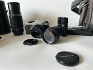 PENTAX ME super plus 3 sprawne obiektywy w torbie fotograficznej ZESTAW