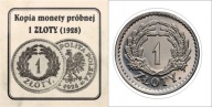 1 ZŁOTY 1928-KOPIA MONETY PRÓBNEJ, NEFRYT, KREMNICA