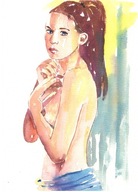 =Obraz=AKT =akwarela=kobieta=Joanna MAŁOSZCZYK